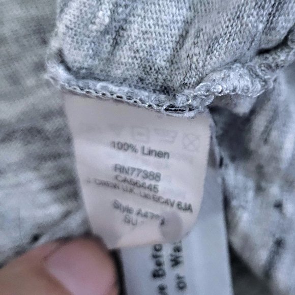 Madewell 100% Linen Raglan Tee Shirt Gray Heather and Black Women's Size Small - Picture 5 of 6